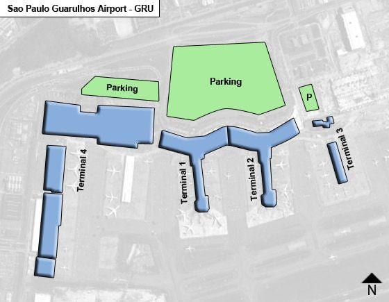 Sao Paulo guarulhos international airport terminal karta