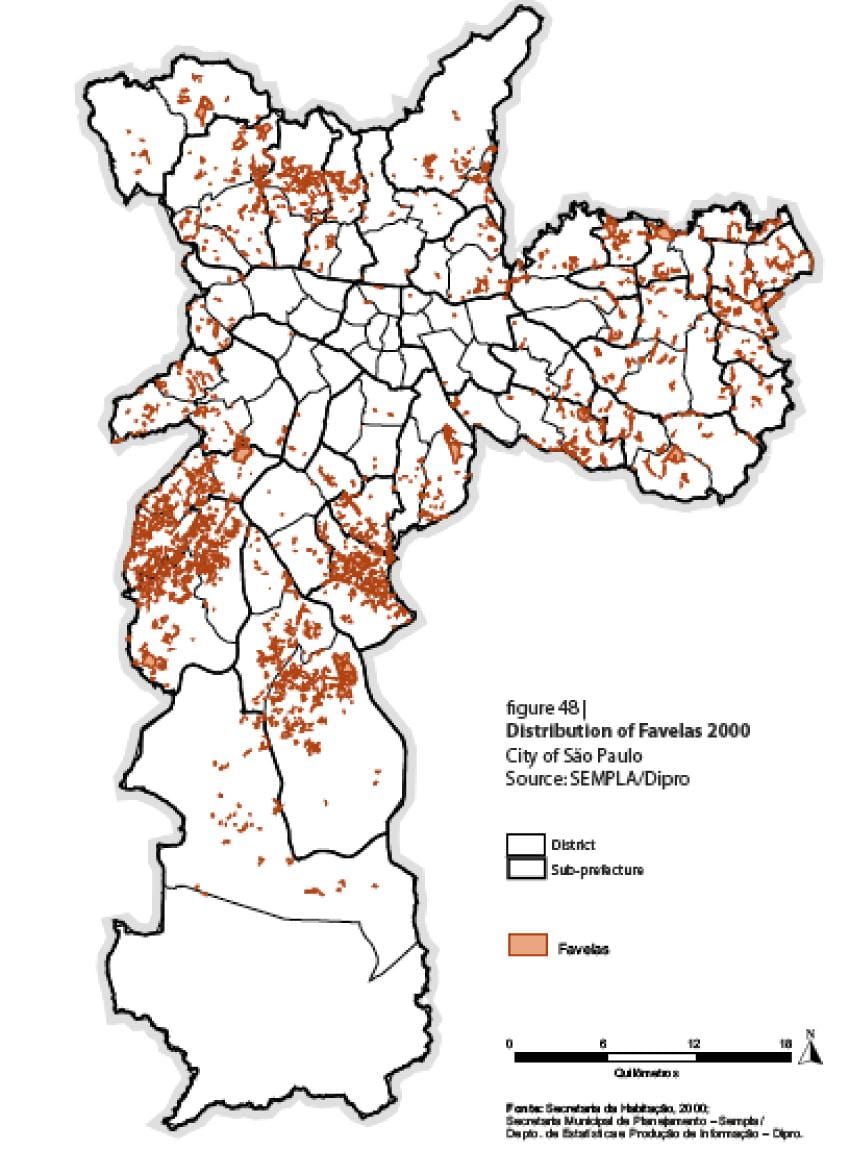 karta över Sao Paulos favelor