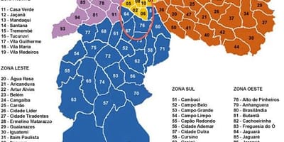 Sao Paulo karta stadsdelar